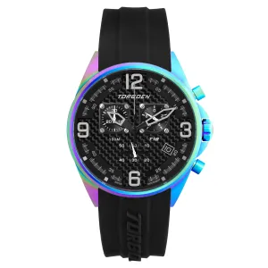 T18 Iridescent | 45mm, Black Silicone Strap