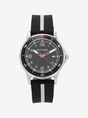 Tommy Hilfiger Boys Logo Strap Watch in Black in 34mm (One Size)