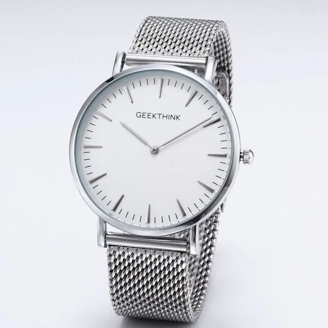 Top Luxury Brand Quartz watch men Black Casual Japan Movt stainless steel Mesh strap ultra thin clock male