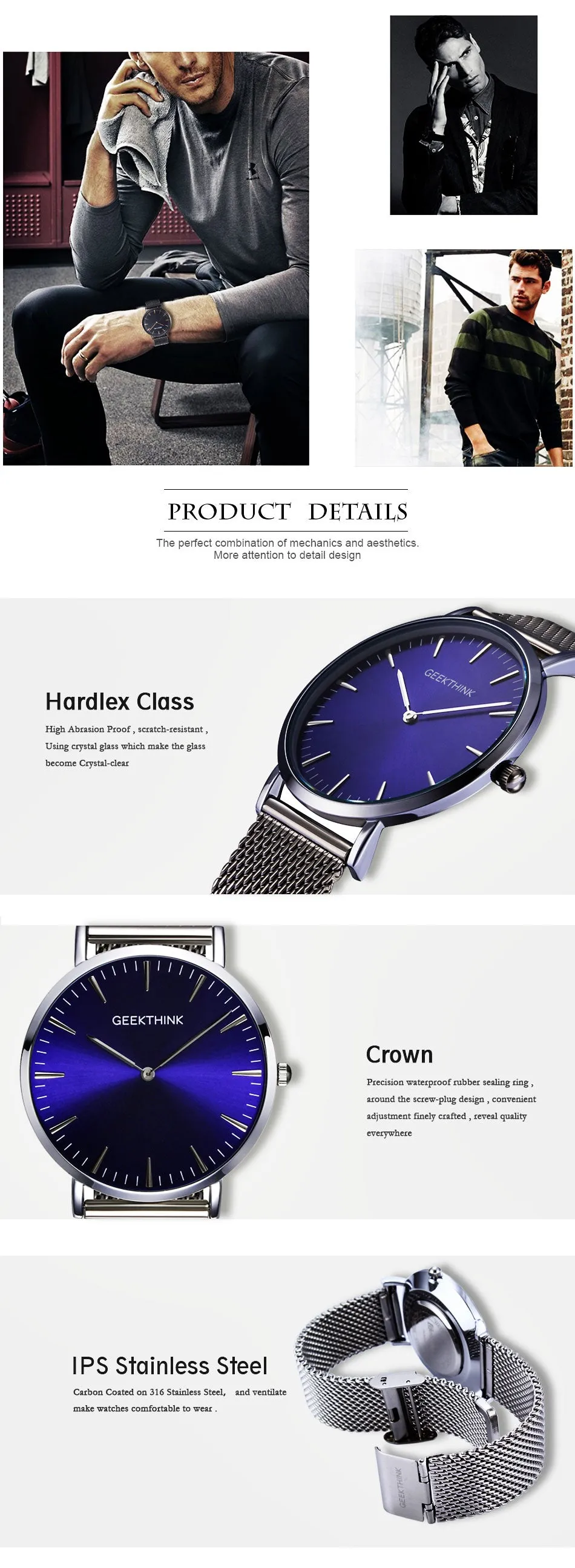 Top Luxury Brand Quartz watch men Black Casual Japan Movt stainless steel Mesh strap ultra thin clock male