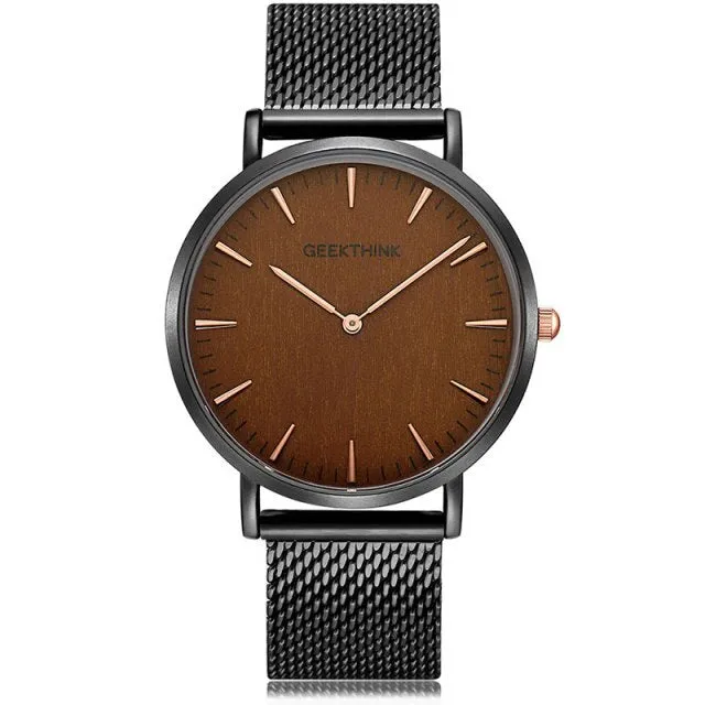 Top Luxury Brand Quartz watch men Black Casual Japan Movt stainless steel Mesh strap ultra thin clock male
