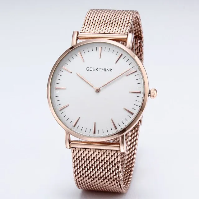Top Luxury Brand Quartz watch men Black Casual Japan Movt stainless steel Mesh strap ultra thin clock male