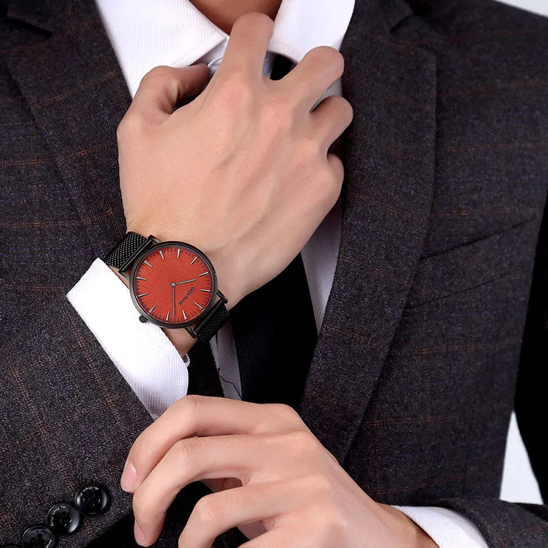 Top Luxury Brand Quartz watch men Black Casual Japan Movt stainless steel Mesh strap ultra thin clock male