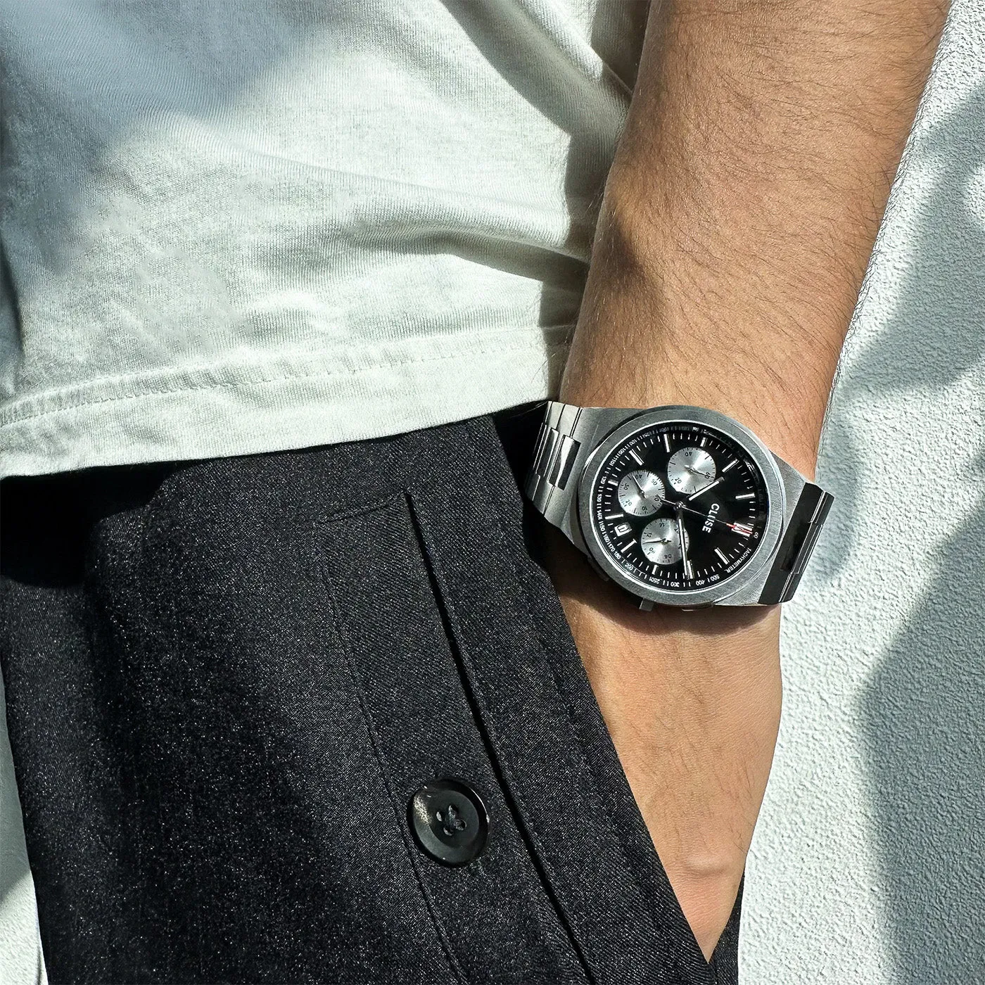 Vigoureux Chrono Steel Black and Silver, Silver Colour