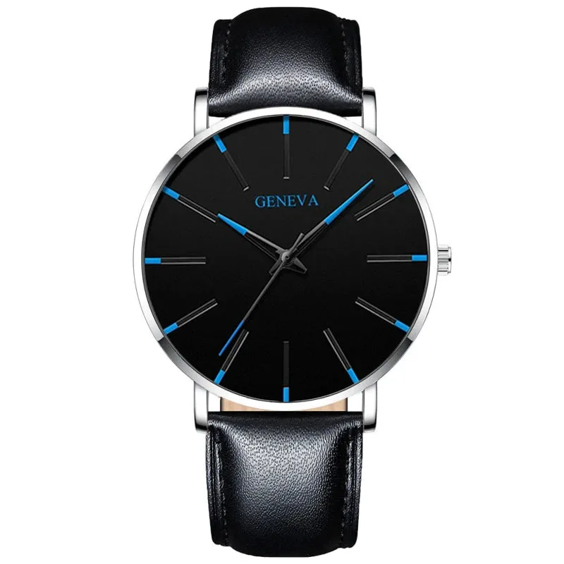 Watches: by Geneva. Minimalist Styling. Ultra Thin. Blue Stainless Steel Mesh. Quartz.