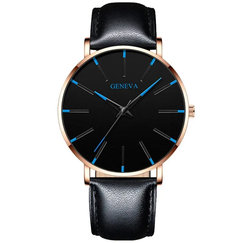 Watches: by Geneva. Minimalist Styling. Ultra Thin. Blue Stainless Steel Mesh. Quartz.