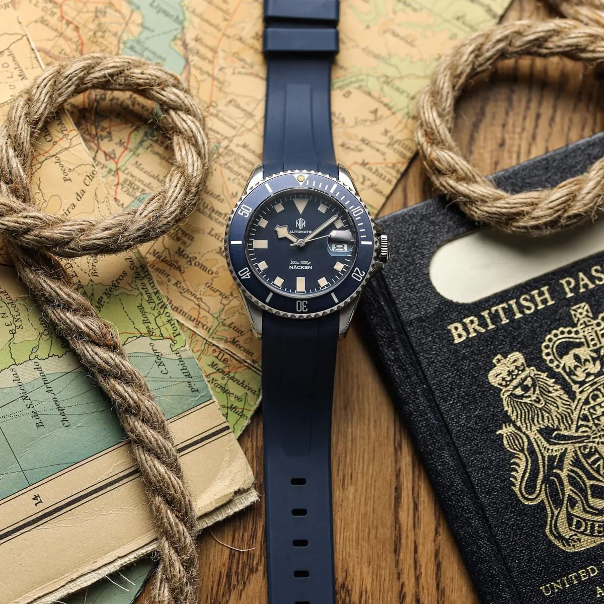 WatchGecko Curved Ends Rubber Watch Strap - Blue