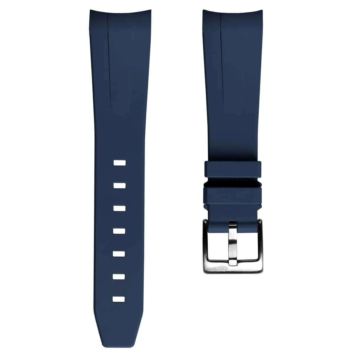 WatchGecko Curved Ends Rubber Watch Strap - Blue