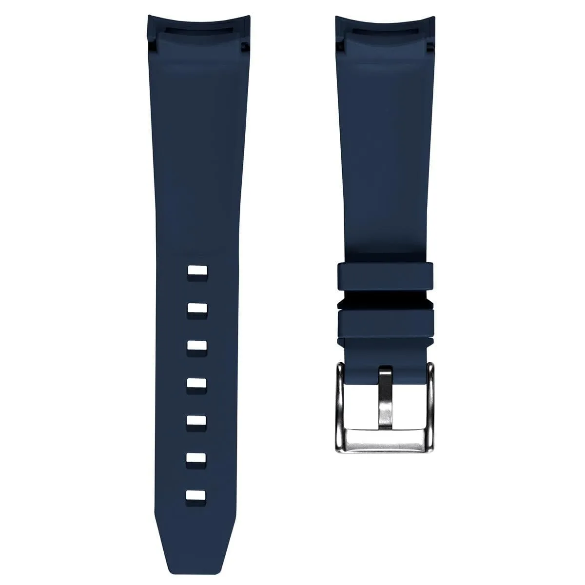 WatchGecko Curved Ends Rubber Watch Strap - Blue