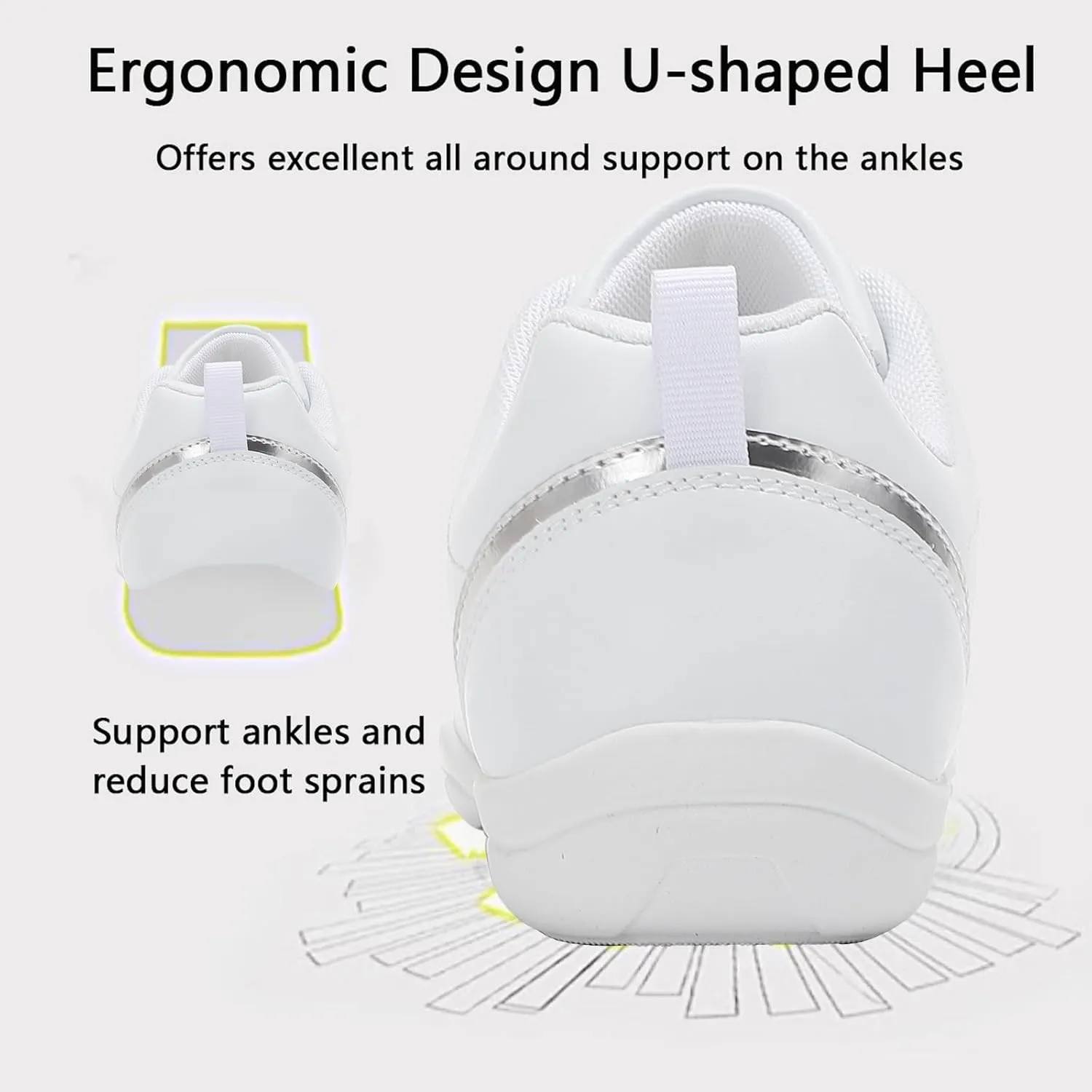 White Cheer Shoes for Women: Athletic Dance Sneakers - Comfortable Lightweight - Sport Jazz Shoes for Girls Competition Sport Training
