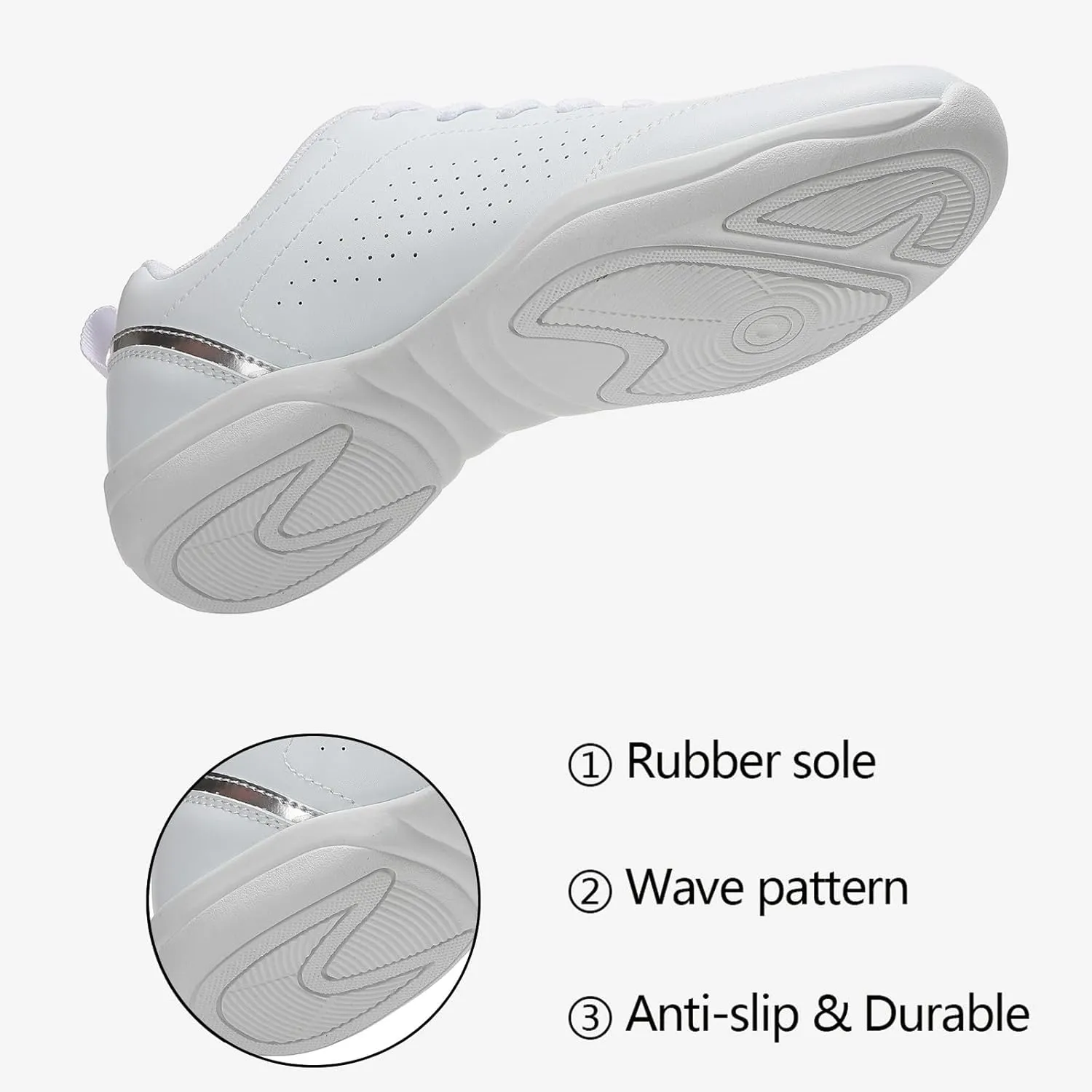 White Cheer Shoes for Women: Athletic Dance Sneakers - Comfortable Lightweight - Sport Jazz Shoes for Girls Competition Sport Training