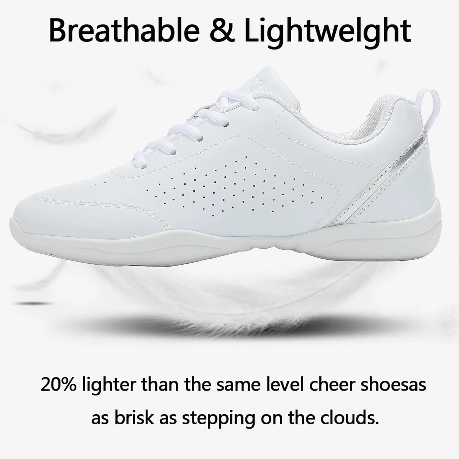 White Cheer Shoes for Women: Athletic Dance Sneakers - Comfortable Lightweight - Sport Jazz Shoes for Girls Competition Sport Training