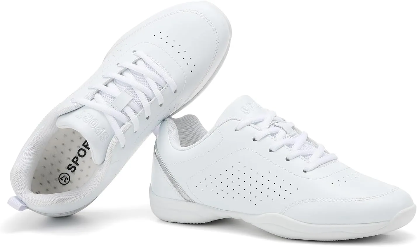 White Cheer Shoes for Women: Athletic Dance Sneakers - Comfortable Lightweight - Sport Jazz Shoes for Girls Competition Sport Training