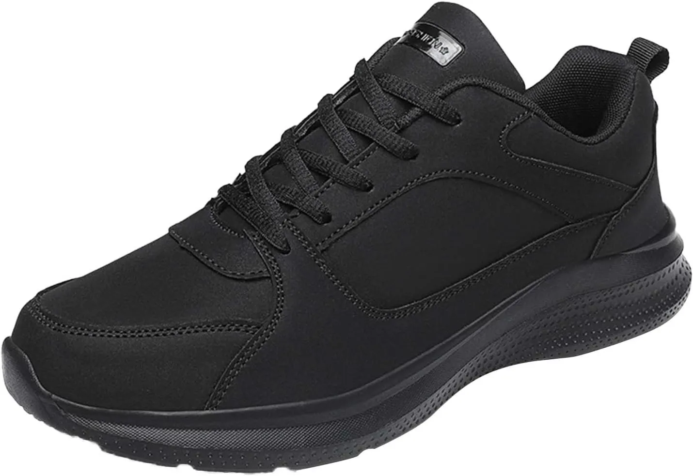 Workout Athletic Sport Shoes for Men Leather Solid Lace Up Shoes Non Slip Running Sneaker Jogging Shoes for Men