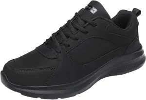 Workout Athletic Sport Shoes for Men Leather Solid Lace Up Shoes Non Slip Running Sneaker Jogging Shoes for Men