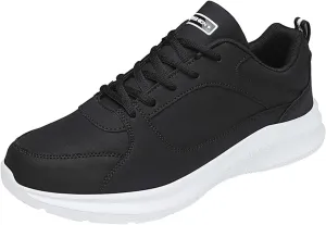 Workout Athletic Sport Shoes for Men Leather Solid Lace Up Shoes Non Slip Running Sneaker Jogging Shoes for Men