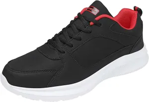 Workout Athletic Sport Shoes for Men Leather Solid Lace Up Shoes Non Slip Running Sneaker Jogging Shoes for Men