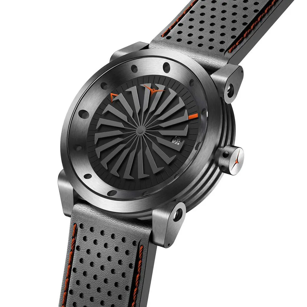 Zinvo Blade Ethos Mens Black Leather Band Black Automatic Movement Dial Watch - BLADEETHOS